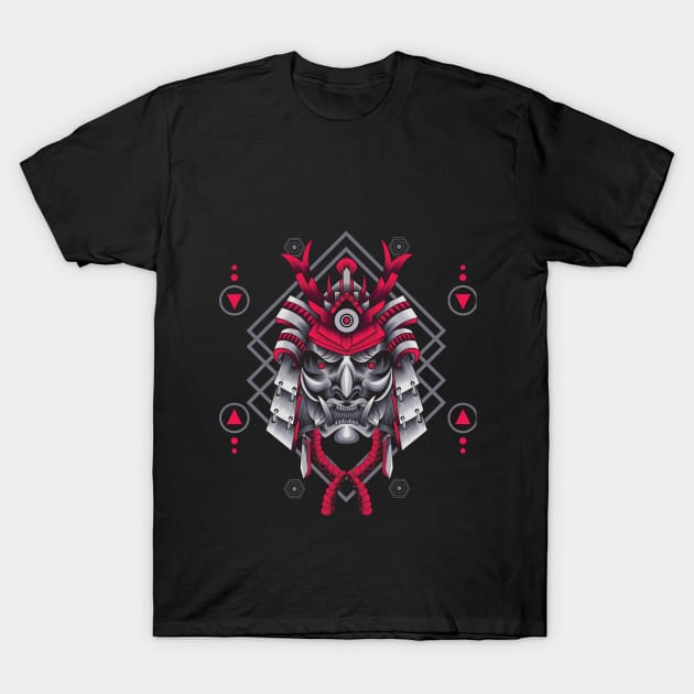 Samurai Ronin Head Illustration T-Shirt by Marciano Graphic